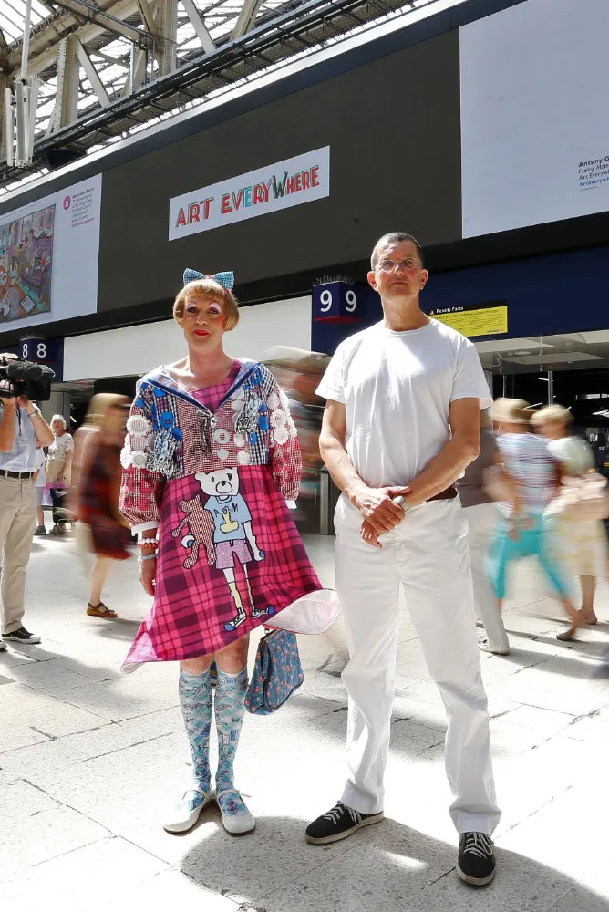 Grayson Perry & Antony Gormley at Waterloo station.